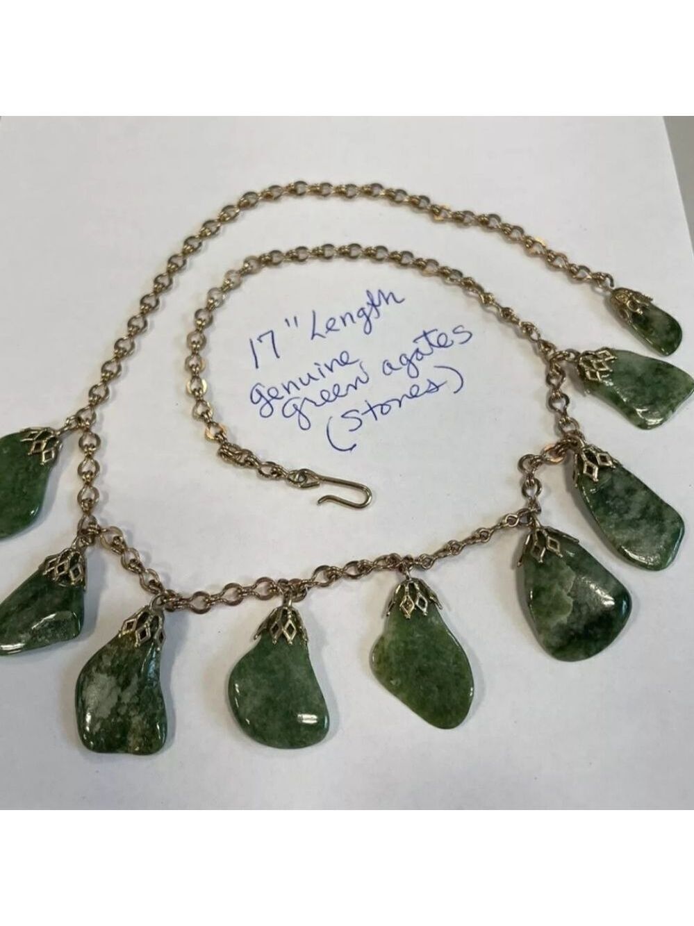 Genuine Green Agate Vintage Necklace With Lovely Stones - Picture 2 of 8